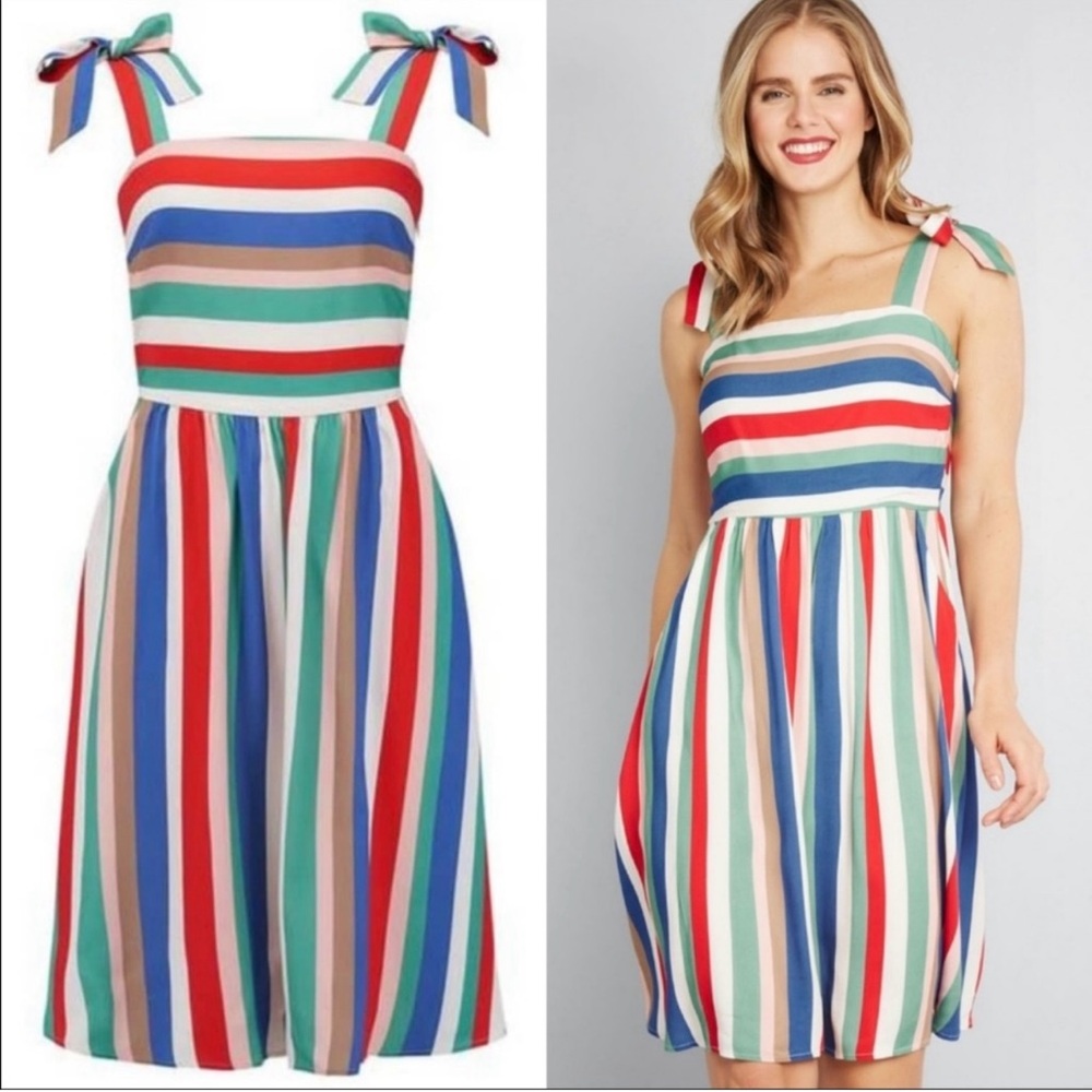Sugarhill by‎ Brighton Vibrant Red and Blue Midi Dress